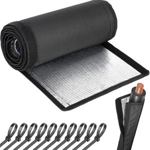 3-Layer HVAC Copper Pipe Insulation Cover, 72''x10.2'' 600D Oxford AC Line Insulation Cover Outdoor, Air Conditioner Line Insulation Sleeve, HVAC Foam Wrap for Mini Split & Heat Pump, Black