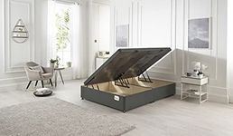 Bed Centre Side Lift Opening Ottoman Divan Storage Bed - Available in Multiple Fabrics (3FT Single, Linen Grey)