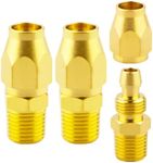 (3-Piece) Besosay 1/4" NPT Male to 1/4" Tube OD Air Hose Splicers Repair Fittings Kit for 1/4" ID Hose, Premium Solid Brass Reusable Replacement Fitting Connectors for 1/4 Inch ID Hose