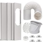 HOXHA Air Conditioner Window Vent Kit Universal Adjustable Sliding Window Kit with 5.9” Diameter 59” Length Exhaust Hose for AC Unit, AC Seal Panel for Horizontal&Vertical Window