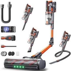 Cordless Vacuum Cleaner, 65Mins 600W 50KPA Cordless Stick Vacuum with Touch Screen AUTO-Mode, 180° Foldable Wand &1M Hose, Wall-Charging, Fragrance Release, Powerful Vacuum for Floors/Carpets/Pet Hair