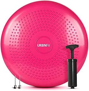 URBNFit Wobble Cushion - Balance Disc for Core Stability, Strengthening, Physical Therapy Exercise, Office Chair or Kids Classroom - Sensory Wiggle Seat Pad w/Air Pump - Pink