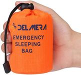 Delmera Emergency Survival Sleeping Bag, Lightweight Waterproof Thermal Emergency Blanket, Bivy Sack with Portable Drawstring Bag for Outdoor Adventure, Camping, Hiking, Orange (Orange- one Pack)