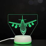 Xdorra Aviation Airplane 3D USB Lamp - Plane USB Charging 3D Optical Illusion Night Light, Plane Bedroom Store Decors, 7 Colors 3D Lamp Gifts for Kids Boys Men Flight Captain Attendant