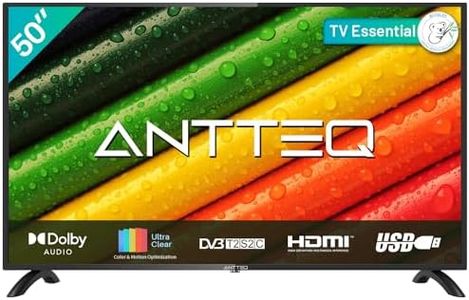 Antteq AB50D1 TV 50 Pouces (Téléviseur 127 cm), Dolby Audio, Triple Tuner DVB-C/T2/S2, CI+, HDMI, USB, Sortie Audio numérique, Mode Hôtel Inclus