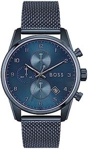BOSS Montre Chronographe à Quartz pour Homme Collection SKYMASTER avec Bracelet Milanais en Acier Inoxydable Bleu - 1513836