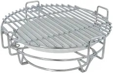 Sunnydaze Half Moon Cooking Grate System - Fits 15" Kamado Egg Grills - Stainless Steel Grill Grate with Ceramic Deflector Plate