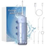 HANNEA® Water Dental Flosser Portable Electric Flosser for Teeth Power Rechargeable Water Jet Flosser with 3 Modes & 5 Nozzles Oral Irrigator with 180ml Detachable Water Tank, IPX7