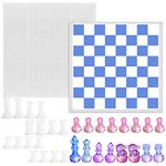 SENHAI Chess Board Resin Mold Set, 1Pc Checker Game Board Silicone Mold & 16Pcs 3D Chess Pieces Resin Casting Molds - for DIY Jewelry Crafts Making, Family Party and Outdoor Board Games