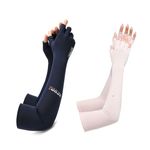 2 Pairs UV Long Sun Gloves Women's Sunblock Driving Gloves Non Slip Half-finger Arm Sun Protective for Outdoor Sports Summer Supplies