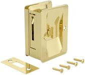 Richelieu Hardware 1701BPSBC Onward Pocket Door Pull, Privacy Lock, 3 1/4 in (82 mm), Rectangular, Brass