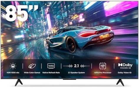 iFFALCON 85-Inch Class U85 Series QD-Mini LED 4K UHD Google Smart TV - QLED, HDR 1000 nits, 6500:1 Contrast, 144Hz Game Mode Pro, 288Hz DLG, Dolby Vision IQ, Dolby Atmos, Slim Unibody (85U85, 2025)