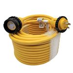 Parkworld RV Shore Power Extension Cord, NEMA L5-30 Twist Lock 30A Marine Boat Extension Cord, Female with Seal Collar, Yellow (100FT)