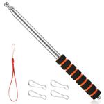 8.2ft Telescopic Handheld Flagpole with Clips, Portable Tour Guide Flag Pole Pointer Lightweight Retractable Banner Pole Stainless Steel Teaching Pointer Stick for Tour Guide Teaching (orange )