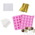 AKINGSHOP 20-Cavity Silicone Cake Pop Mold Set With Lollipop Sticks, Treat Bags, Twist Ties - For Cake Pops, Lollipops, Hard Candy, and Chocolate