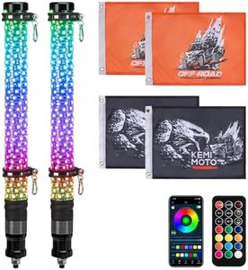 KEMIMOTO 2pc 2ft Fat Whip Lights for Side by Side, Turning Signal Function Compatible with Polaris RZR Can-Am Maverick X3, LED Whip Lights for UTV ATV Buggy Boat Offroad