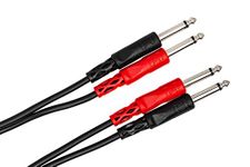 Hosa CPP-201 Dual 1/4" TS to Dual 1/4" TS Stereo Interconnect Cable, 1 Meter(Black)