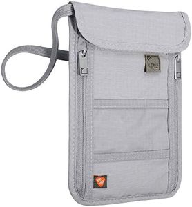 Lewis N. Clark RFID Neck Stash, Gray, One Size, RFID Blocking Stash Neck Wallet, Travel Pouch + Passport Holder for Women & Men