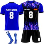 Personalised 23/24 NO 7/10 Football Jersey Home Away Soccer Jersey for Football Party Gift Boy Football Kits Your own Football Training Set Blue