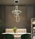 Avior Modern LED Chandelier, Creative 3 Ring Pendant Lamp with Height-Adjustable Pendant Light, Living Room Chandelier, Bedroom, Dining Room Pendant Light (Ch19)