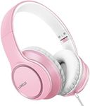 LORELEI X8 Over-Ear Wired Headphones with Microphone with 1.45m-Tangle-Free Nylon Line&3.5mm Plug,Lightweight Foldable & Portable Headphones for Smartphone,Tablet,Computer,Mp3/4（Pearl Pink）