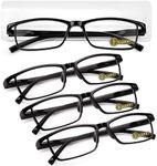 LUFF 4pcs Anti-Blue Ray Reading Glasses Portable Ultralight Reader, 4pack full frame black, 2.0X