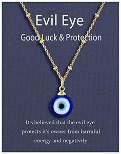 UNGENT THEM Evil Eye Pendant Necklace Third Blue Eyes Amulet Ojo Dainty Necklace for Women Men Girls (Silver/Gold), Metal