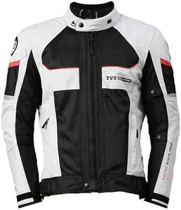 TVS Riding Jacket with Impact Resistance& High Abrasion, Challenger 3-Layer with All Weather Adaptability, CE Level 2 Armour Protection- Bike Jackets for Men, Tailored Comfort - (White-XL)