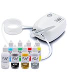 Watson & Webb Essentials Selection - 13pcs Cake Airbrush Decorating Kit - Inc Professional 3 Speed Mains Powered Spray Gun, 8 Vibrant Colours & Tools - for Food, Cakes, Cookies & Baking