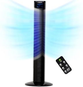 Netta Tower Fan, 36 Inch Oscillating with Remote Control, LED Display, 3 Speed Settings with 8 Hours Timer, Bladeless Floor Fan for Bedroom Living Rooms Kitchen Home Office - Black
