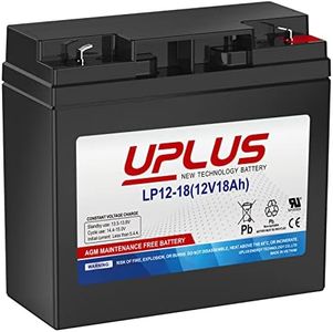 UPLUS 12V 18Ah Rechargeable Sealed Lead Acid Battery - DJW12-18AB Replaces Home Alarm Battery with T2 Terminals for Garage Doors, Security Systems, Burglar Alarms, Fire Alarms, Toys