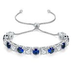 LOVANS Bracelet for Womens Tennis Bracelets with 6MM Diamond Zirconia in Clear and Blue Adjustable Women Bracelet Jewellery Birthday Christmas Gifts for Her Mum Friends