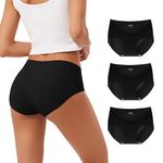 INNERSY Women's Seamless Touch Hipster Panties No Show Quick Dry Underwear 3-Pack(3 Black,Medium)