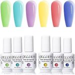 Gellen Jelly Gel Nail Polish Kit - Macaron Spring Jelly Gel 6 Colors, Transparent Color Gel Polish Set 8ml