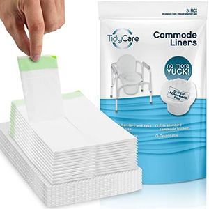 TidyCare Commode Liners - Convenience Pack XL - Bedside Commode Liners - 24 Commode Liners and 24 Super-Absorbent Pads - Adult Commode Chair - Commode Pail Liners - Universal fit