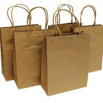 Bright Ideas Kraft Bags. Small Bag Size: 18cm x 8cm x 23cm, Pack of 5. Brown Kraft Paper Gift Bags with Twisted Handles, Ideal for Packaging, Shopping, Party gifts or decorating. BI4009