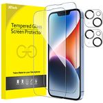 JETech Full Coverage Screen Protector for iPhone 14 6.1-Inch with Camera Lens Protector, Tempered Glass Film, HD Clear, 2-Pack Each