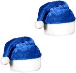 (2 Pack) Blue Plush Holiday Christmas Santa Hats