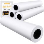 VOISEN Wide Format Paper,4 Rolls Plotter Paper 36 in x 150 Ft, CAD Bond Rolls,20lb,Bond Paper on 2" Core for CAD Printing on Wide Format Ink Jet Printers