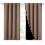 NICETOWN Bedroom Full Blackout Curtain Panels, Super Thick Insulated Window Covers, 100% Blackout Blinds with Black Liner for Small Window(Taupe, Set of 2 PCs, 52 by 45-inch)