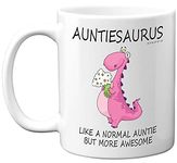 Auntie Birthday Gifts - Auntiesaurus Mug - Best Auntie Mugs, Happy Birthday Aunty Gift, Special Aunt Gifts for Christmas, Funny Xmas Tea Coffee Cup Cups, 11oz Ceramic Dishwasher Microwave Safe Mugs