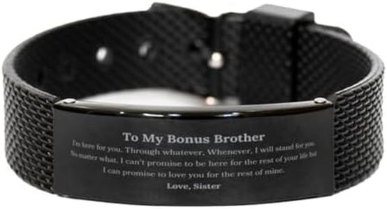 CUCOLUS Keepsake Black Shark Mesh Bracelet for Brother Gifts for From Sister, Graduation Brother Birthday Christmas Idea Gifts I'm here for you. Through whatever, Whenever, I will stand for you.