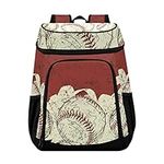 Three Baseballs Cooler Backpack Insulated Leak Proof Lunch Backpack 36 Cans Portable Cooler for Beach Shopping Picnic Camping Hiking Park Trips