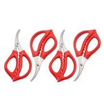 Luckkyme 4 Pack Kitchen Seafood Scissors Fish Scissors Crab Scissors Lobster Scissors, Multifunctional Stainless Steel Seafood Scissors(Red)