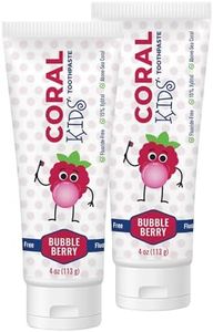 Coral White Kids Bubble Berry Fluoride Free Toothpaste - 4 Ounces (2 Pack)