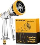 FANHAO Garden Hose Spray Gun, 100% Heavy Duty Metal Hose Pipe with 7 Patterns High Pressure Water Gun for Plant Watering, Car and Pet Washing, Sidewalk Cleaning