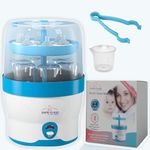 Safe-O-Kid® 6 Bottles Advanced Sterilizer with 1 Year Manufacturer Warranty, Large Capacity, Steam Sterilizer for Feeding Bottles, Assessories, Breast Pumps, Teats, BPA free products, Auto Shut with Advanced Uniform Heat Distribution technology to eliminate 99.9999 (maximum possible) Germs (Bacteria,Viruses etc) - Blue