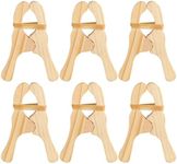 Simgoing 6 Pcs Montessori and Waldorf Toys Handmade Wooden Play Clip Wooden Heavy Duty Fort Clips for Imaginative Pretend Play Fort Building Blankets Silks