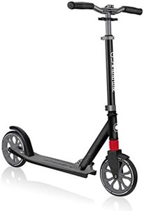 Globber NL 500-205 2-Big Wheel Quick Folding Kick Scooter - Reflective and Adjustable Height T-Bar - Comfort Handlebar Grips - for Kids 8+, Teens, and Adults - Black & Grey