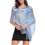 Evening Shawl Wrap, vimate Womens Solid Light Blue Shimmering Evening Scarf Shawls and Wraps for Prom Party Dresses（CA-Light Blue)